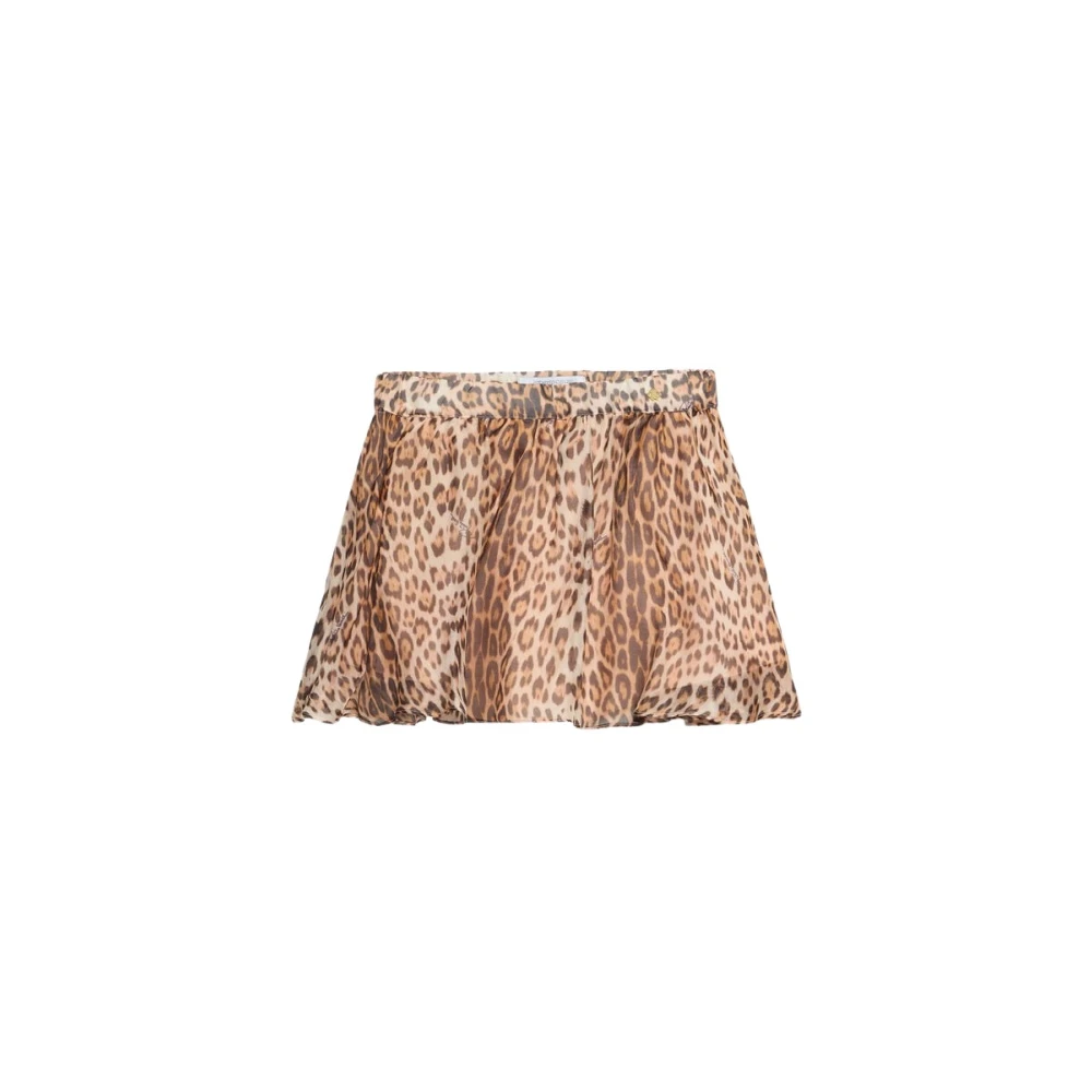 Roberto Cavalli Women's Beige Leopard Print Mini Skirt