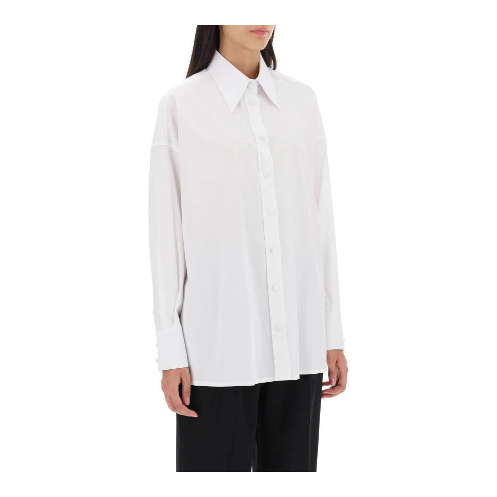 Dolce & Gabbana Maxi Shirt met Satijnen Knopen White Dames