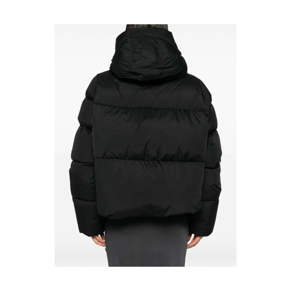 SPORTMAX Zwarte Gewatteerde Jas met Afneembare Capuchon Black Dames