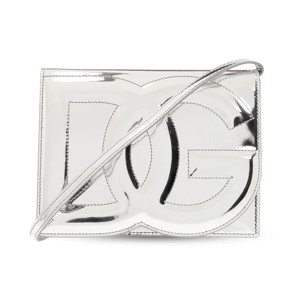 Dolce & Gabbana Zilveren Schoudertas met Spiegelafwerking Gray Dames
