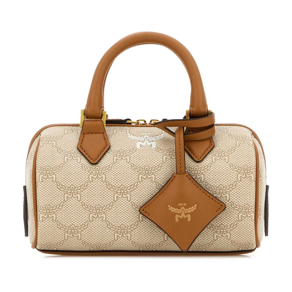 MCM Ella Boston Canvas Handtas Beige Dames