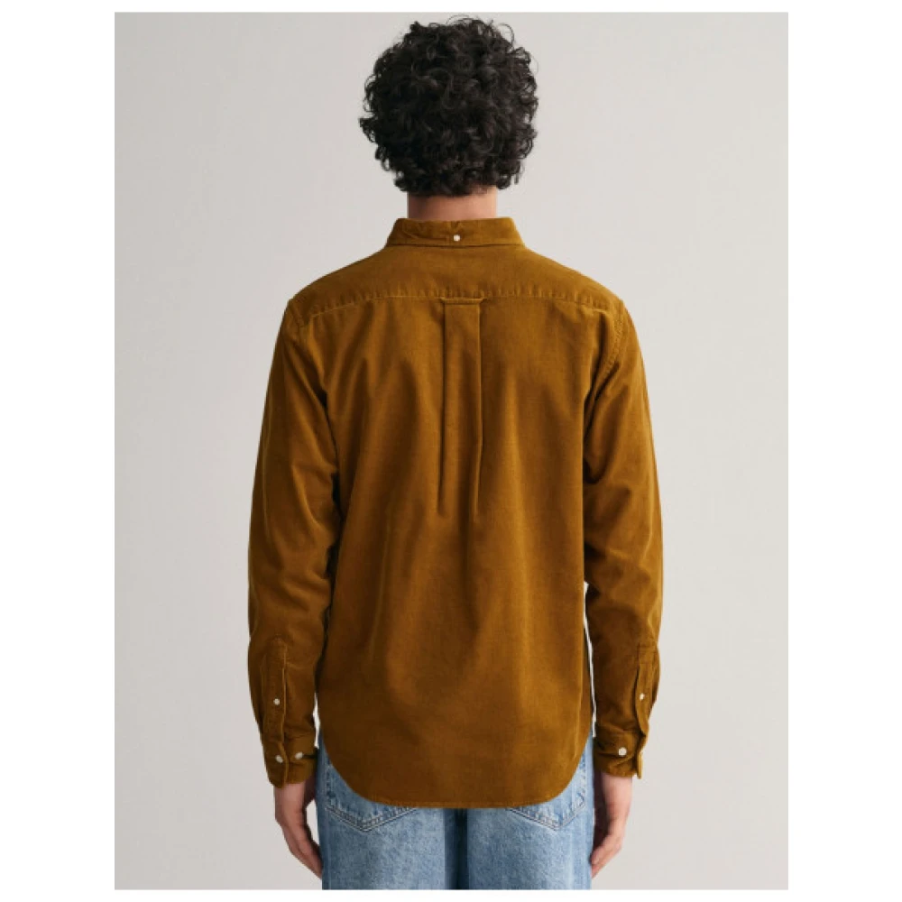 Gant Fluweel Regular Shirt met Borstzak Brown Heren