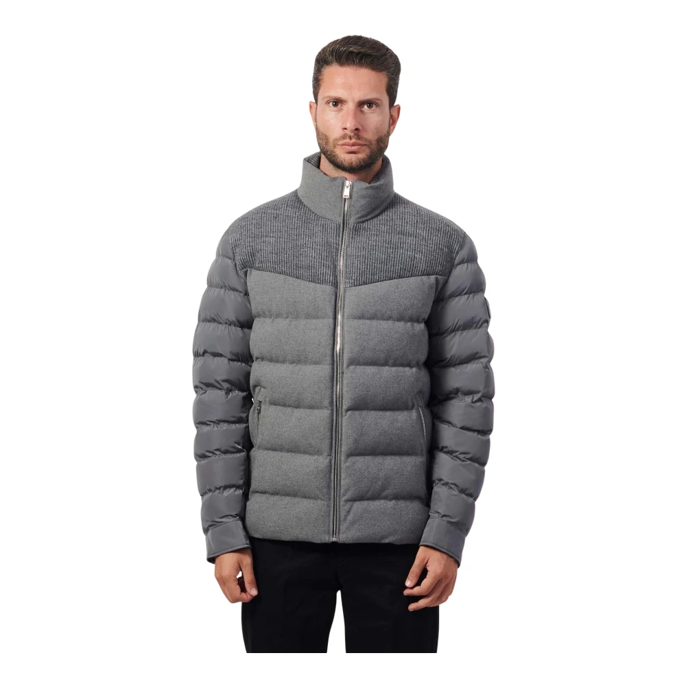 Hugo Boss Waterafstotende Grijze Jas met Wollen Paneel Gray Heren