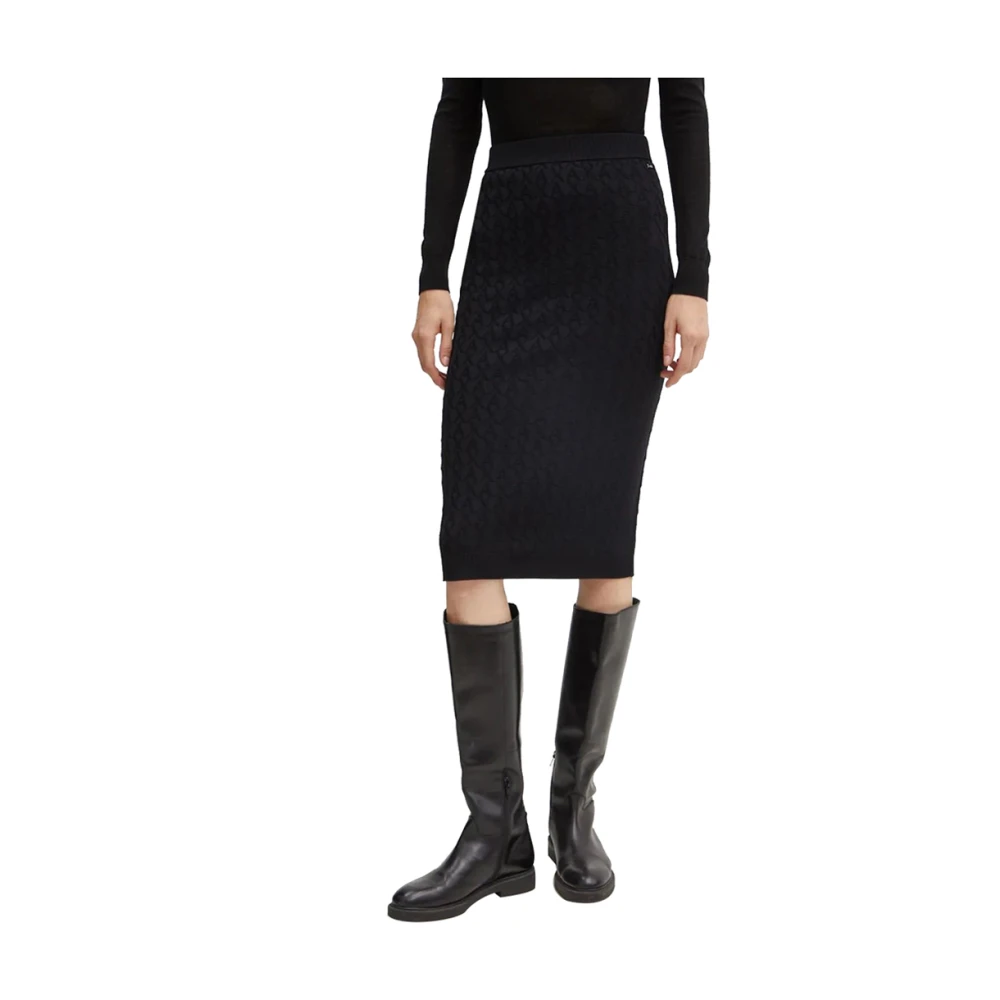 Armani Exchange Zwarte Midi Rok Elegant Veelzijdig Chic Black Dames