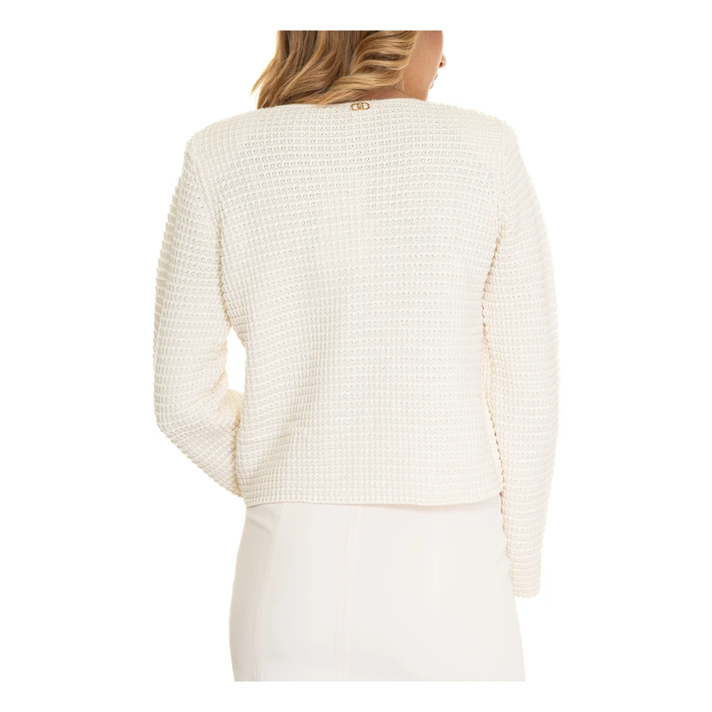 Liu Jo Chanel Stijl Jas Juweelknopen Voorzakken White Dames