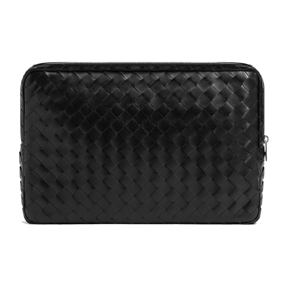 Bottega Veneta Intrecciato Rits Laptoptas Tas Black Heren