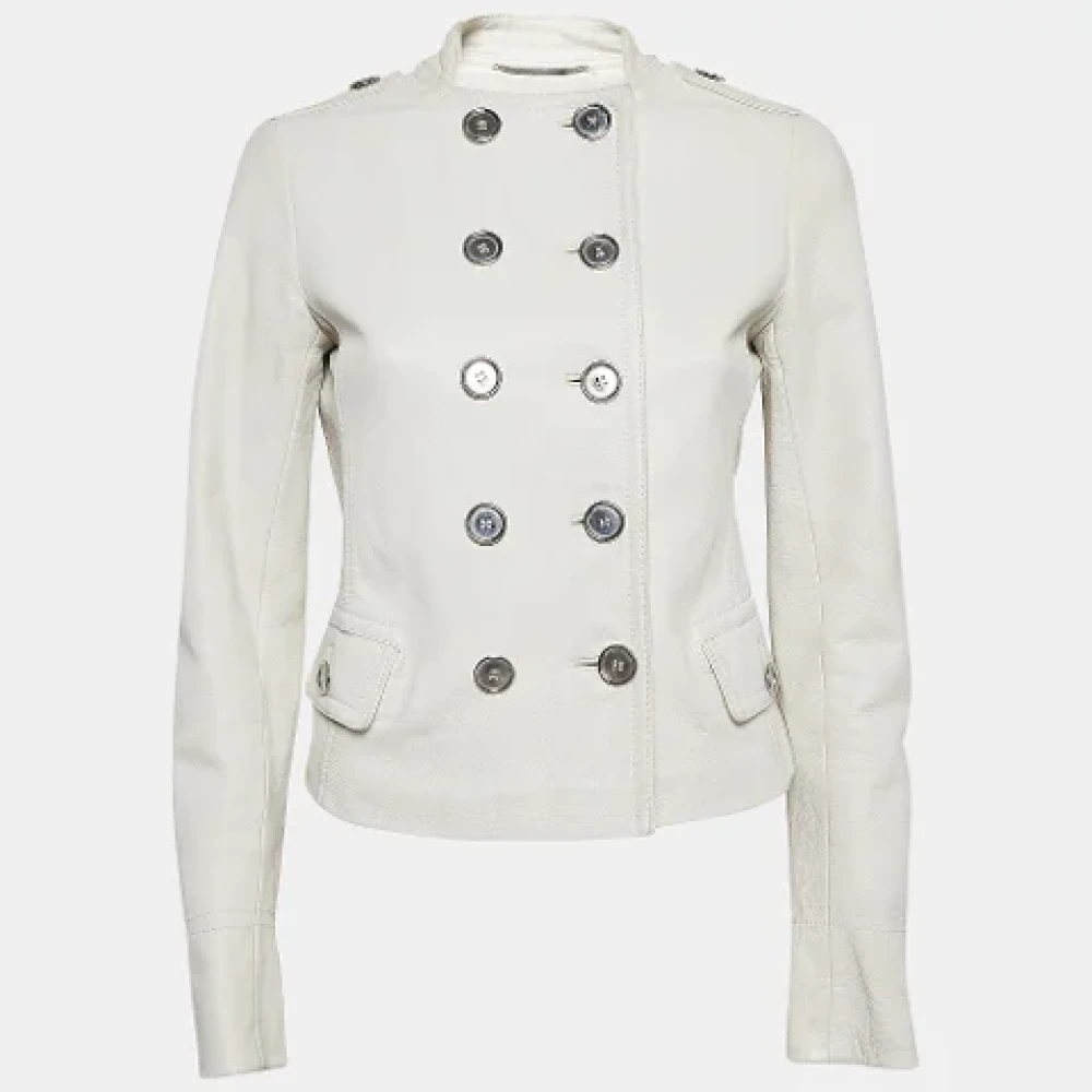 Dolce & Gabbana Pre-owned Leather outerwear White Dames