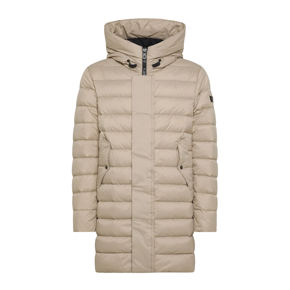 Peuterey Lichtgewicht Lange Nylon Pufferjas Beige Heren