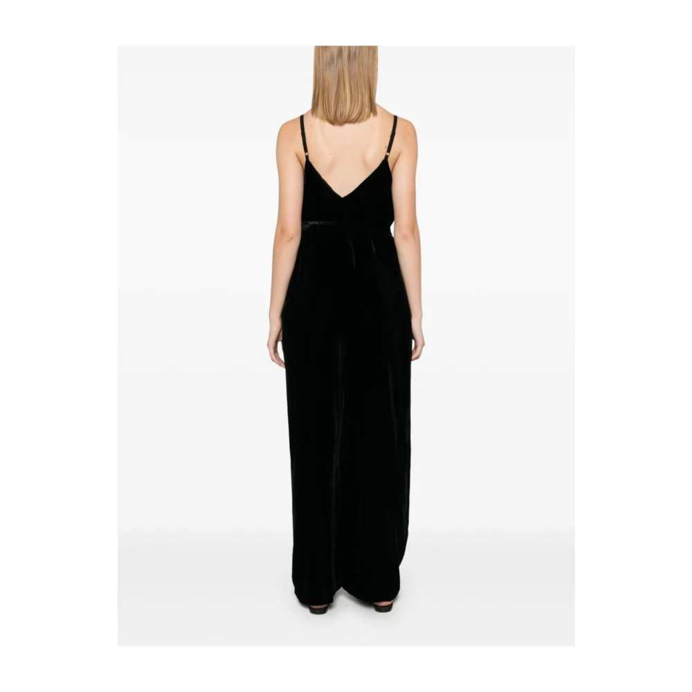 Gold Hawk Zwarte Fluweel Maxi Jurk met V-Hals Black Dames