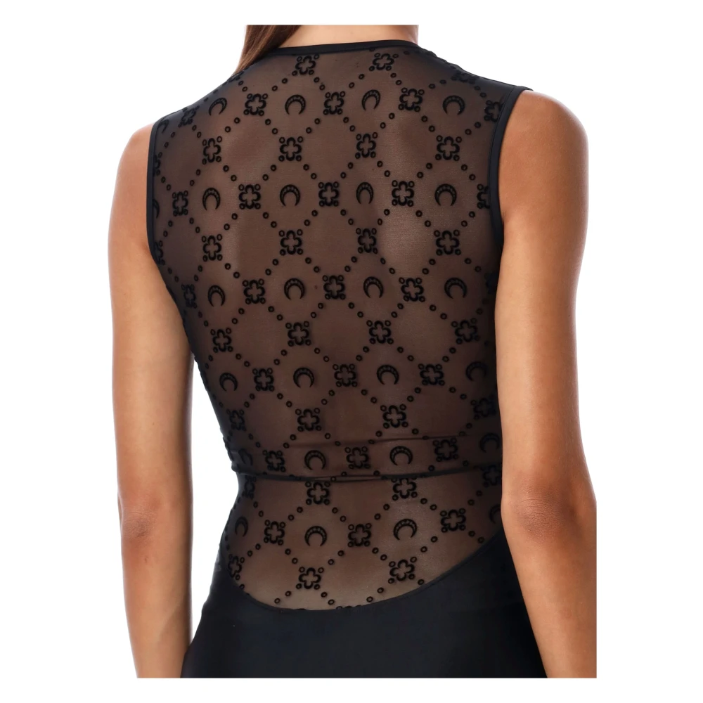 Marine Serre Zwarte Gedrapeerde Tankjurk Aw24 Black Dames