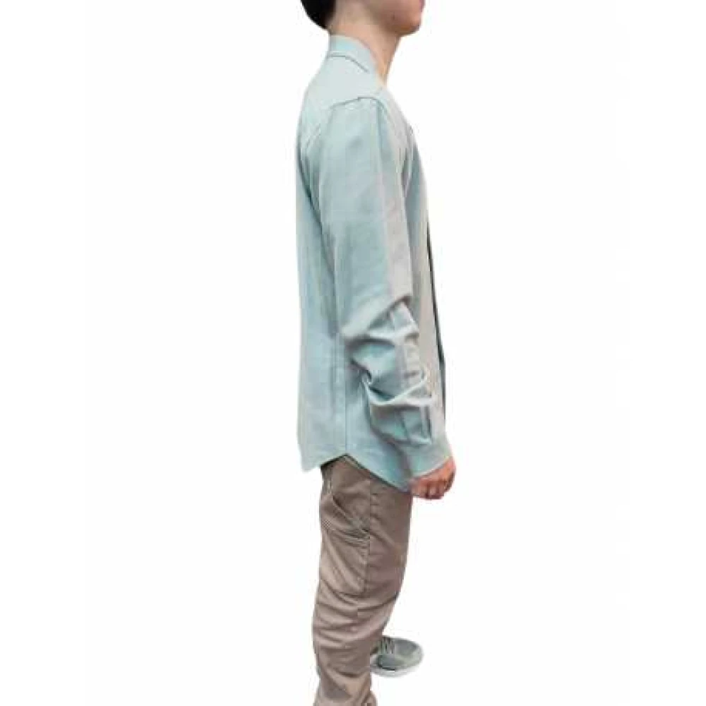 Rick Owens Snap Collar Shirt Blue Heren