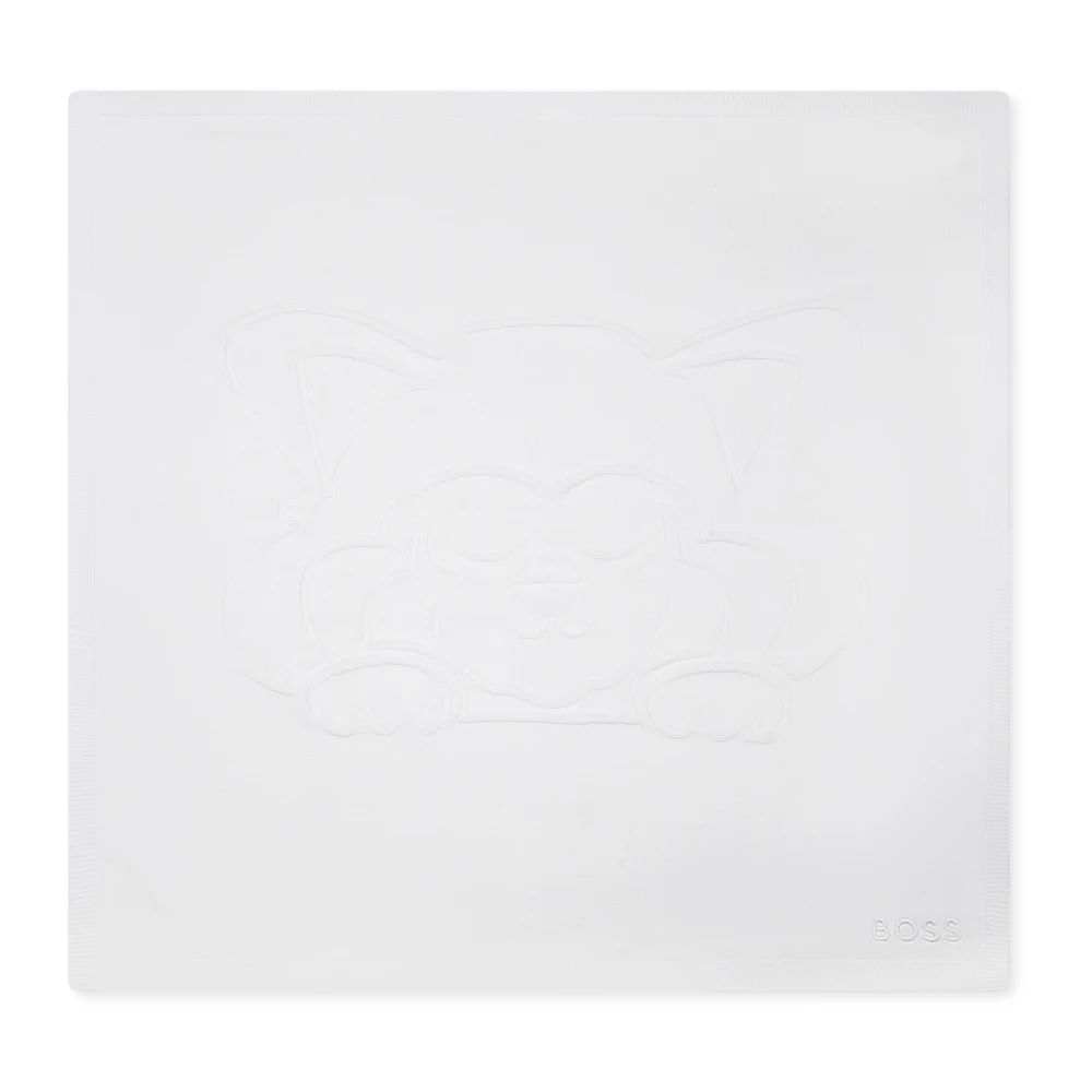 Hugo Boss Gebreid Wit Deken met Panda Logo White Unisex