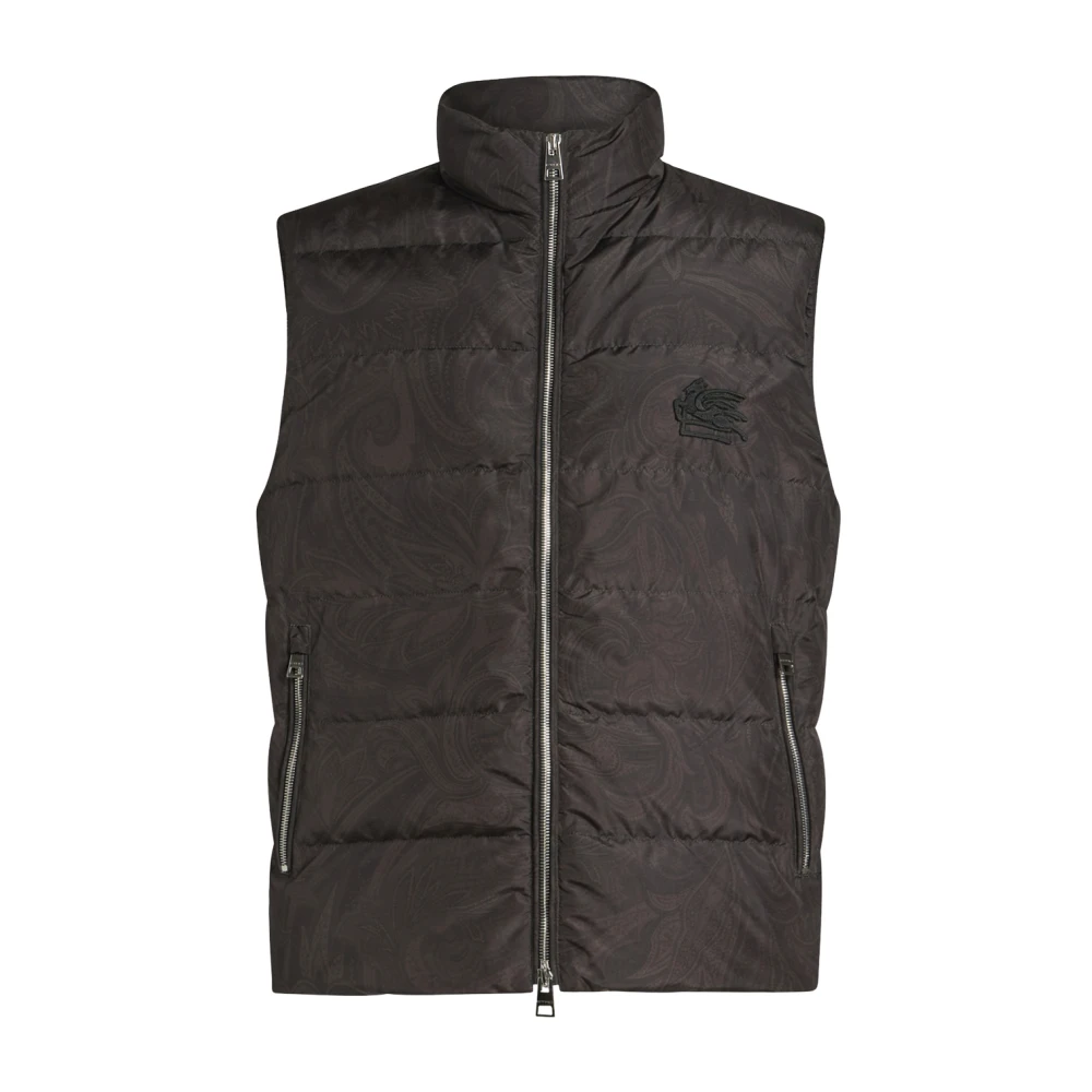 ETRO Blauwe Gewatteerde Gilet met Paisley Print Blue Heren