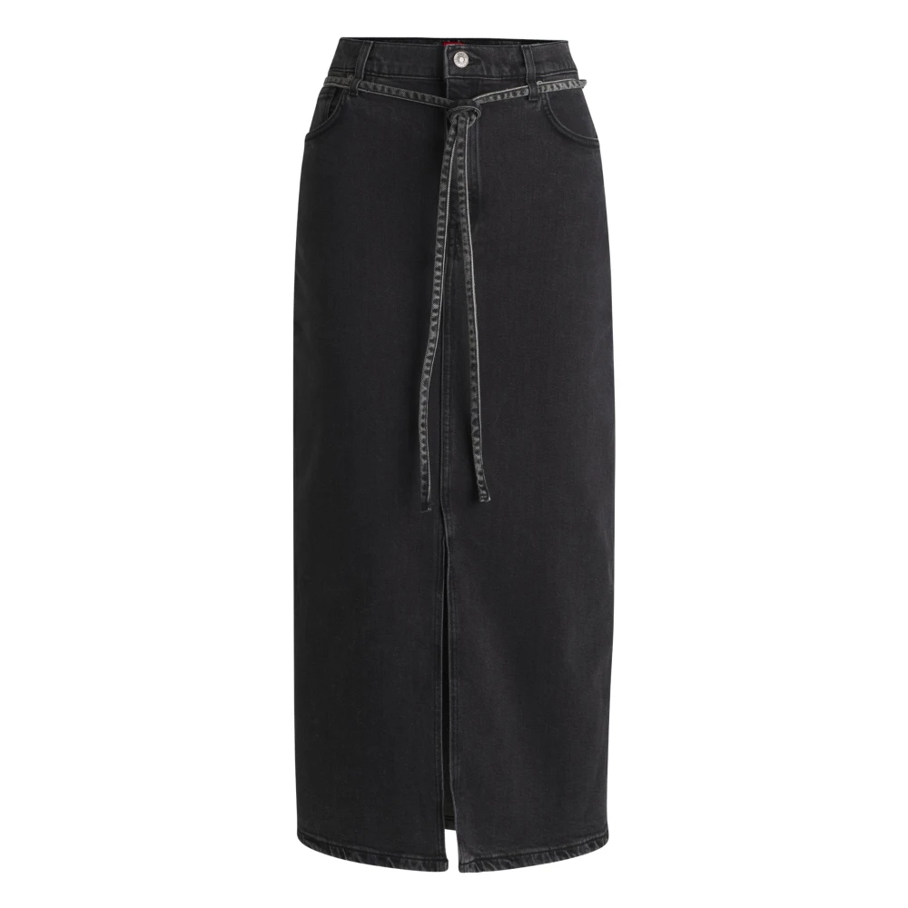 Hugo Boss Maxi-rok van stretchdenim met zout-en-peper-effect Black Dames