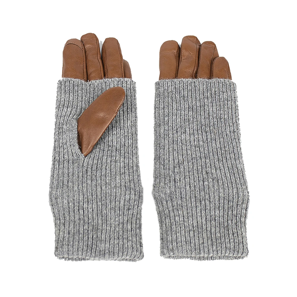 Re:designed Adda lederen handschoenen met details Brown Dames