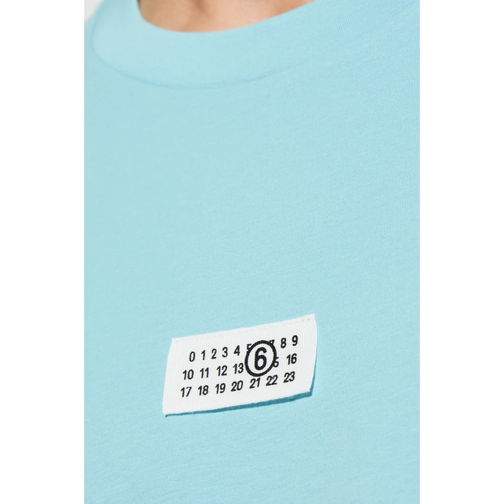 MM6 Maison Margiela T-shirt met logo patch Blue Heren