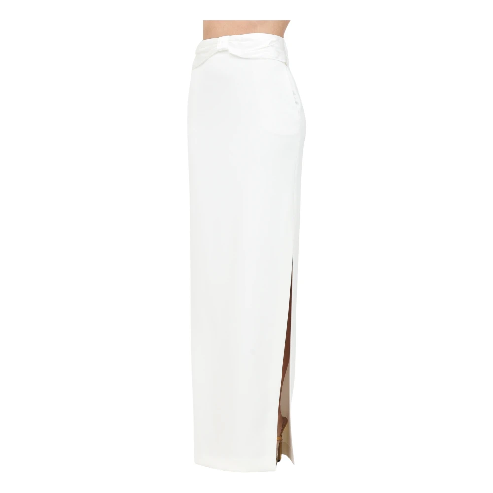 Elisabetta Franchi Lichtgewicht Crêpe Rok met Strikriem White Dames