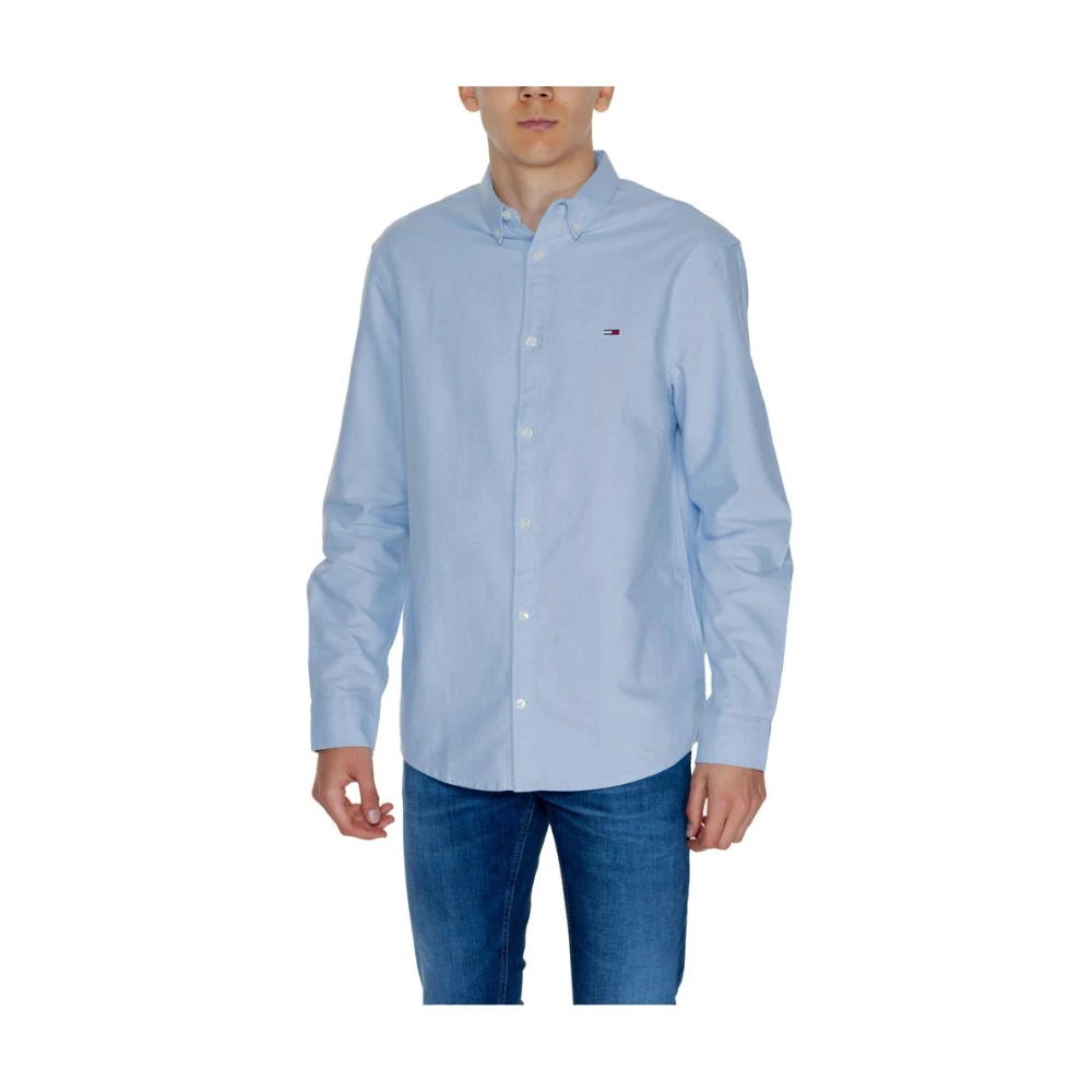 Tommy Jeans Blauw Katoenen Overhemd Herfst Winter Blue Heren