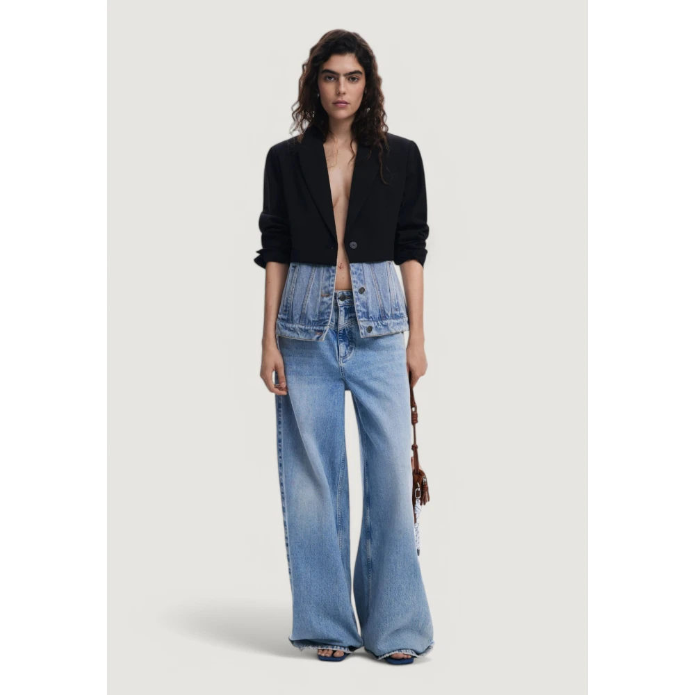 Desigual Zwarte Button-Up Jas Lente Zomer Vrouwen Black Dames