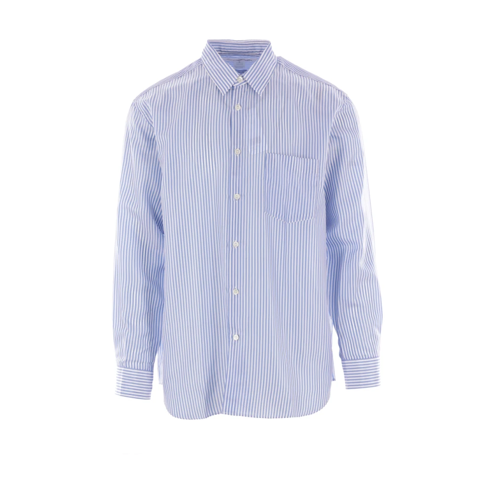 Comme des Garçons Gestreepte Cupro Shirt Blue Heren
