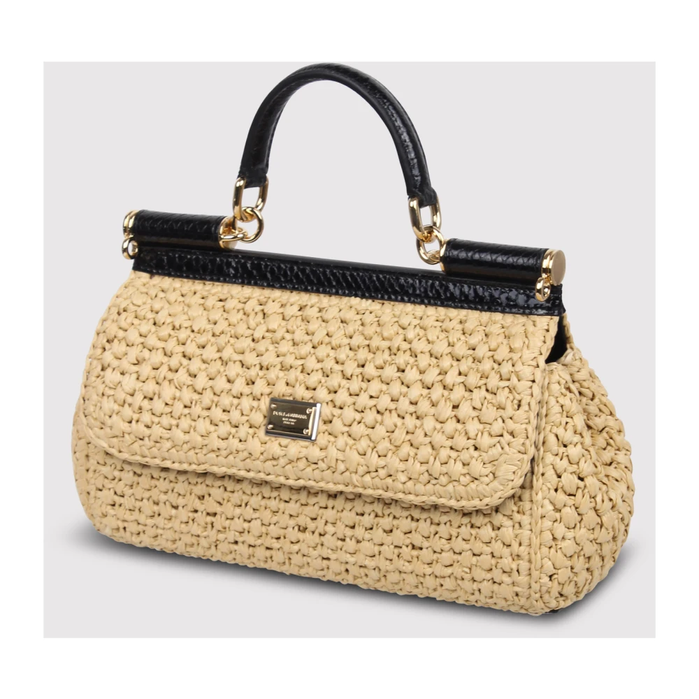 Dolce & Gabbana Raffia Crochet Sicily Handtas Brown Dames