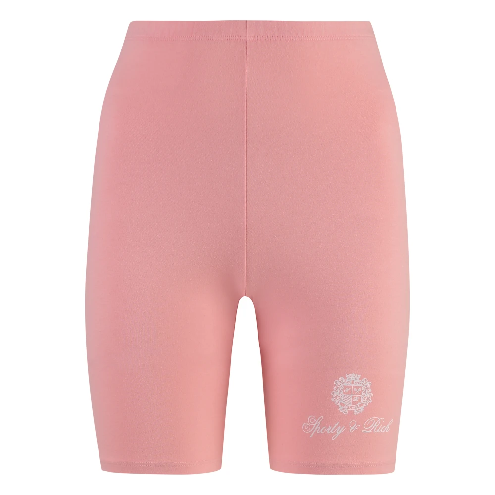 Sporty & Rich Elastische Taille Katoenen Shorts Pink Dames