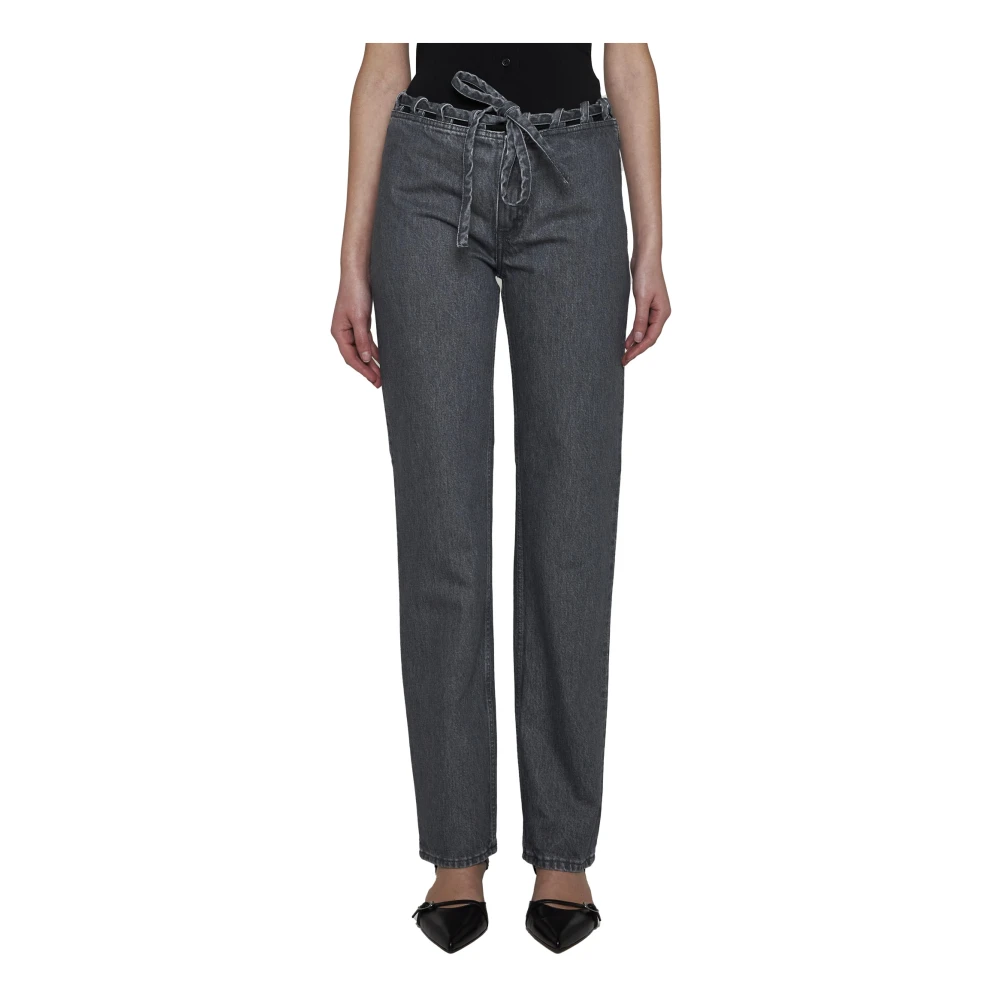 Filippa K Grijze Kant Detail Rechte Pijp Jeans Gray Dames