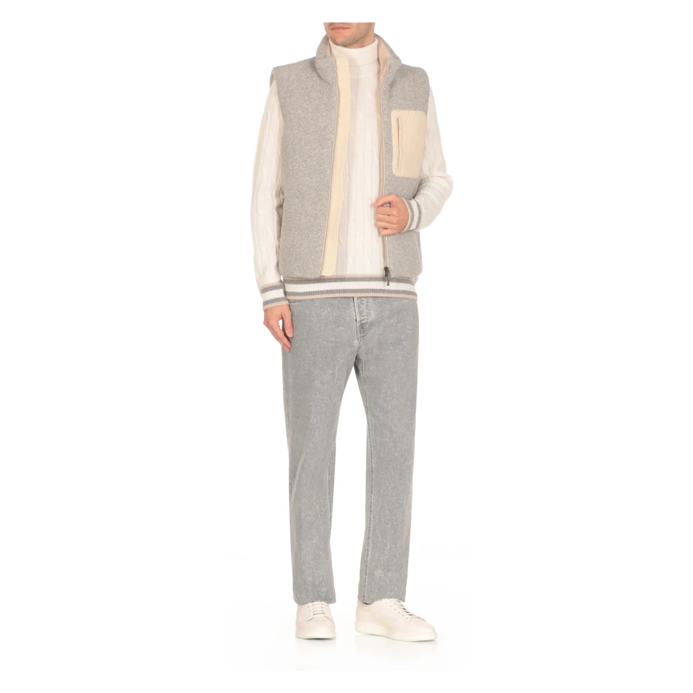 PESERICO Grijze Wol Mouwloze Hoge Hals Vest Gray Heren