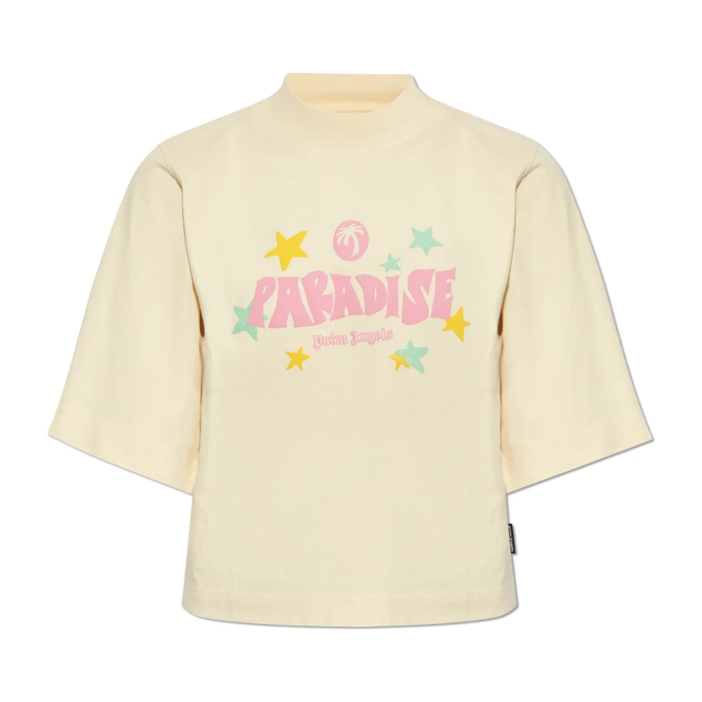 Palm Angels T-shirt met logo Yellow Dames