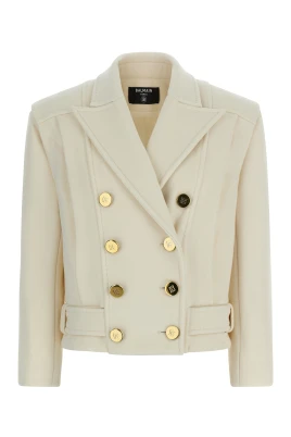 Cropped Wool Reefer Jacket
