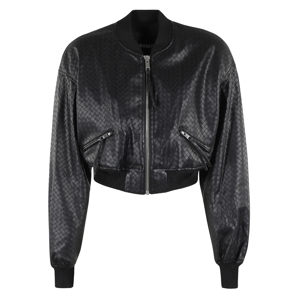 Rotate Birger Christensen Gevlochten Cropped Jas Black Dames