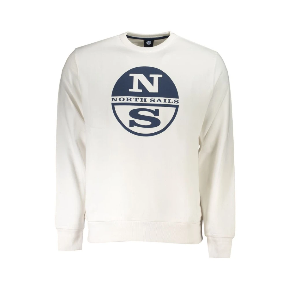 North Sails Brushed Cotton Sweatshirt With Logo Print - Male - Sweatshirts - White - M - Sweatshirts & Hoodies