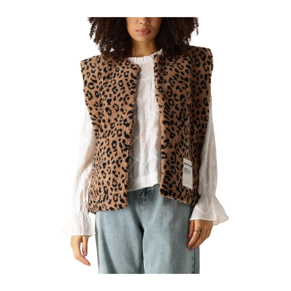 Colourful Rebel Luipaard Teddy Gilet voor vrouwen Brown Dames