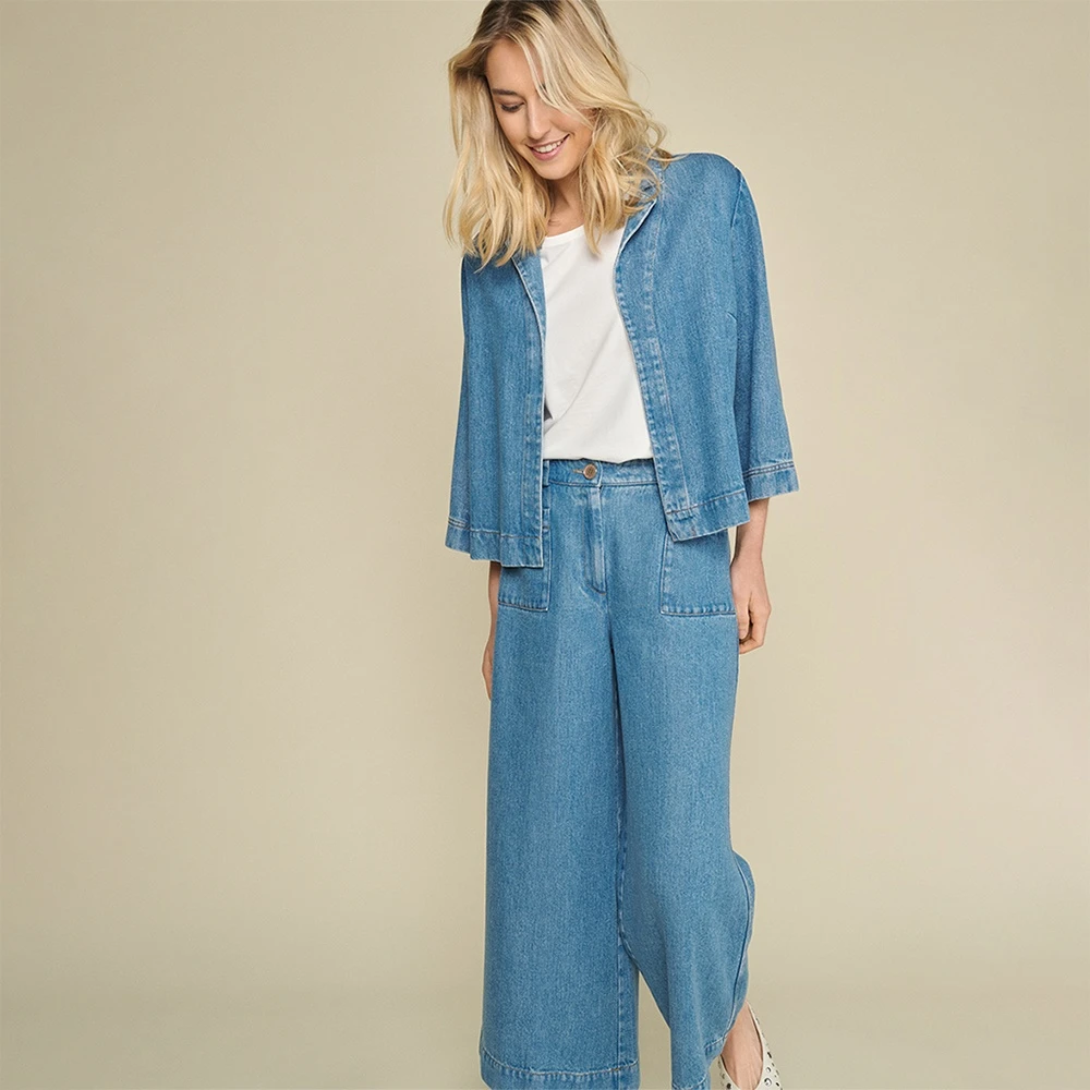 Marie Méro Denim Stretch Blazer Jas Blue Dames