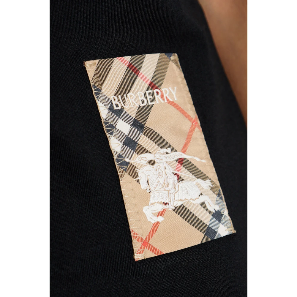 Burberry T-shirt met logopatch Black Dames