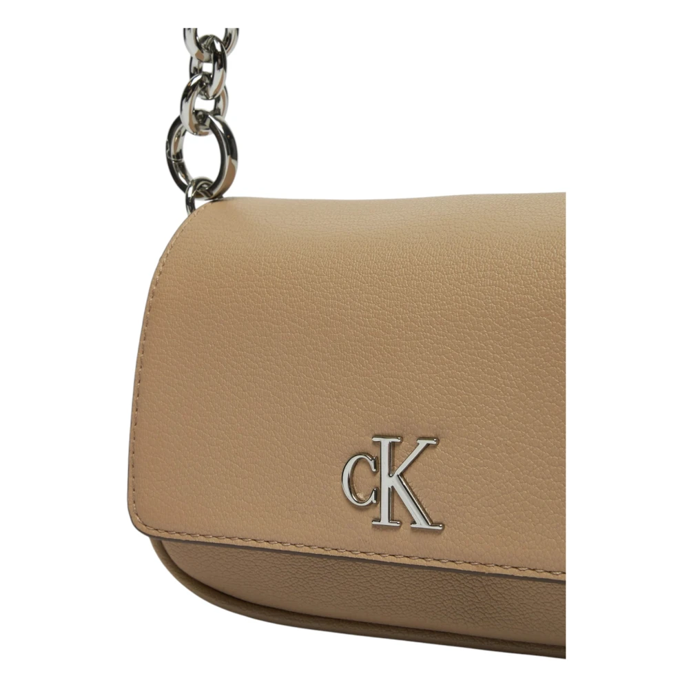 Calvin Klein Minimal Monogram Schoudertas Vrouwen Beige Dames