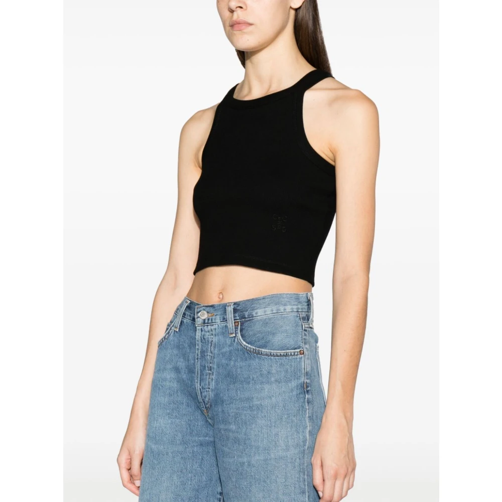 closed Sleeveless Tops Black Dames