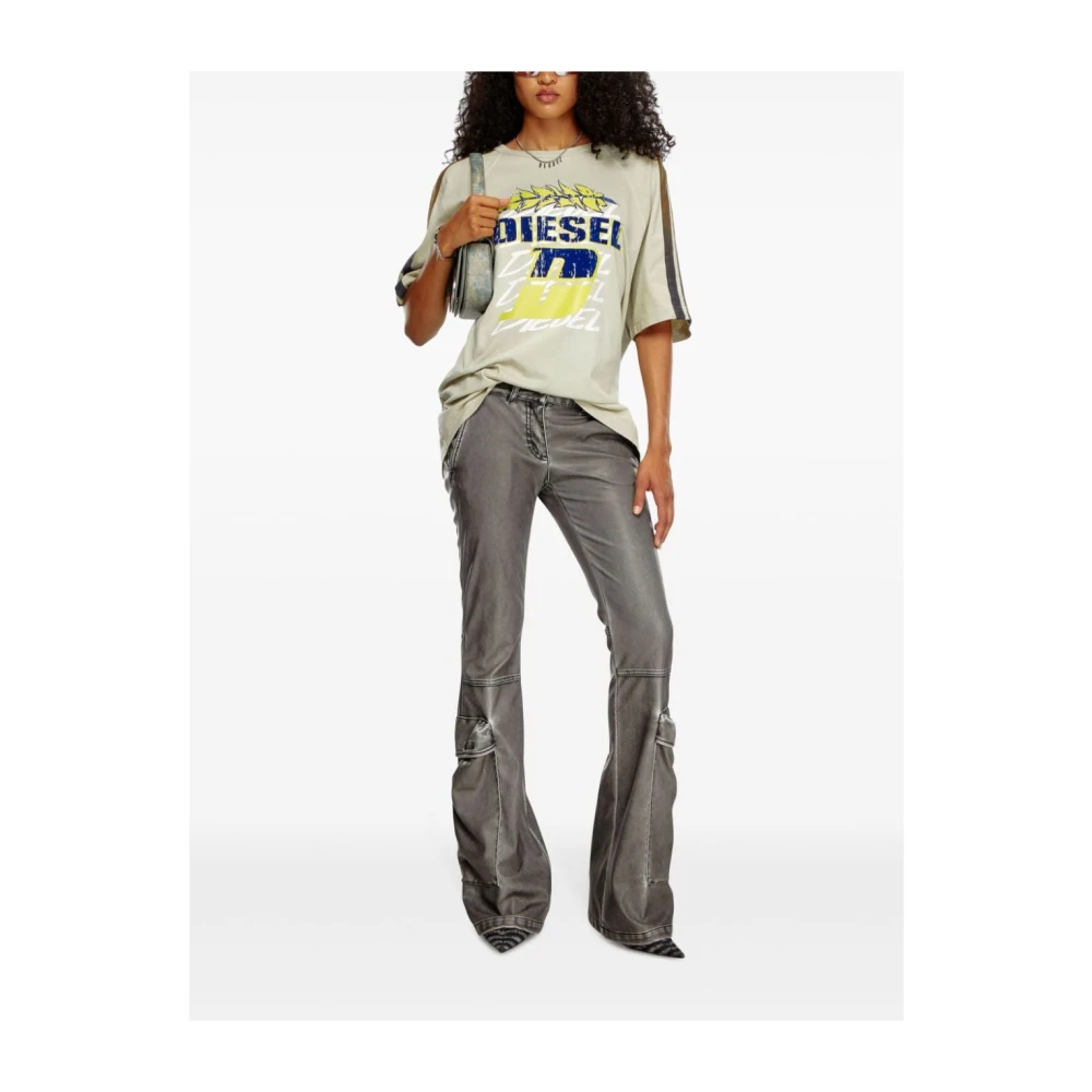 Diesel Zwarte Flared Cargo Jeans Black Dames