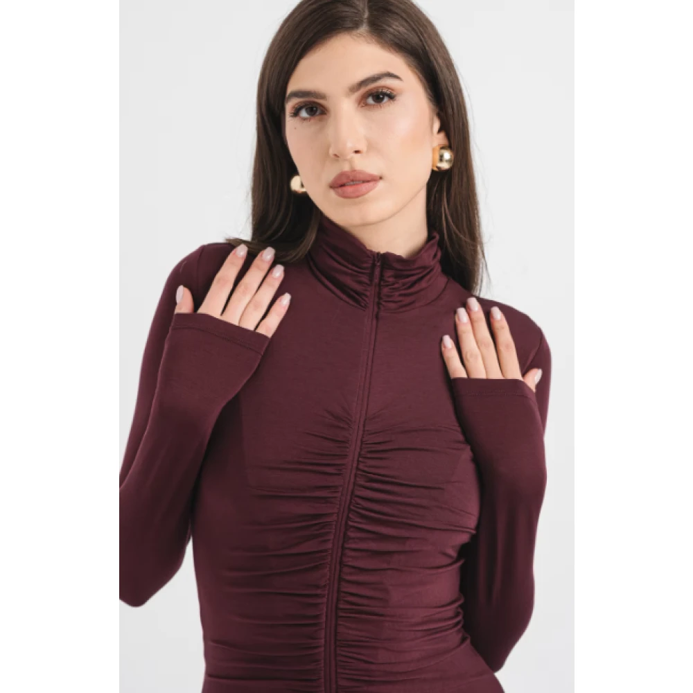 pinko Midi Jurk met Draperie Details Purple Dames