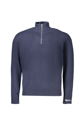 pull-en-coton-bleu-brode-demi-zip