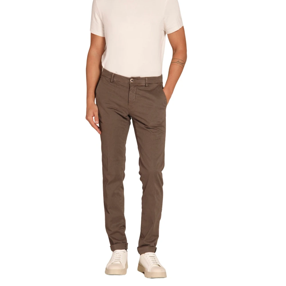 Mason's Extra Slim Fit Chino Broek Milano Stijl Brown Heren