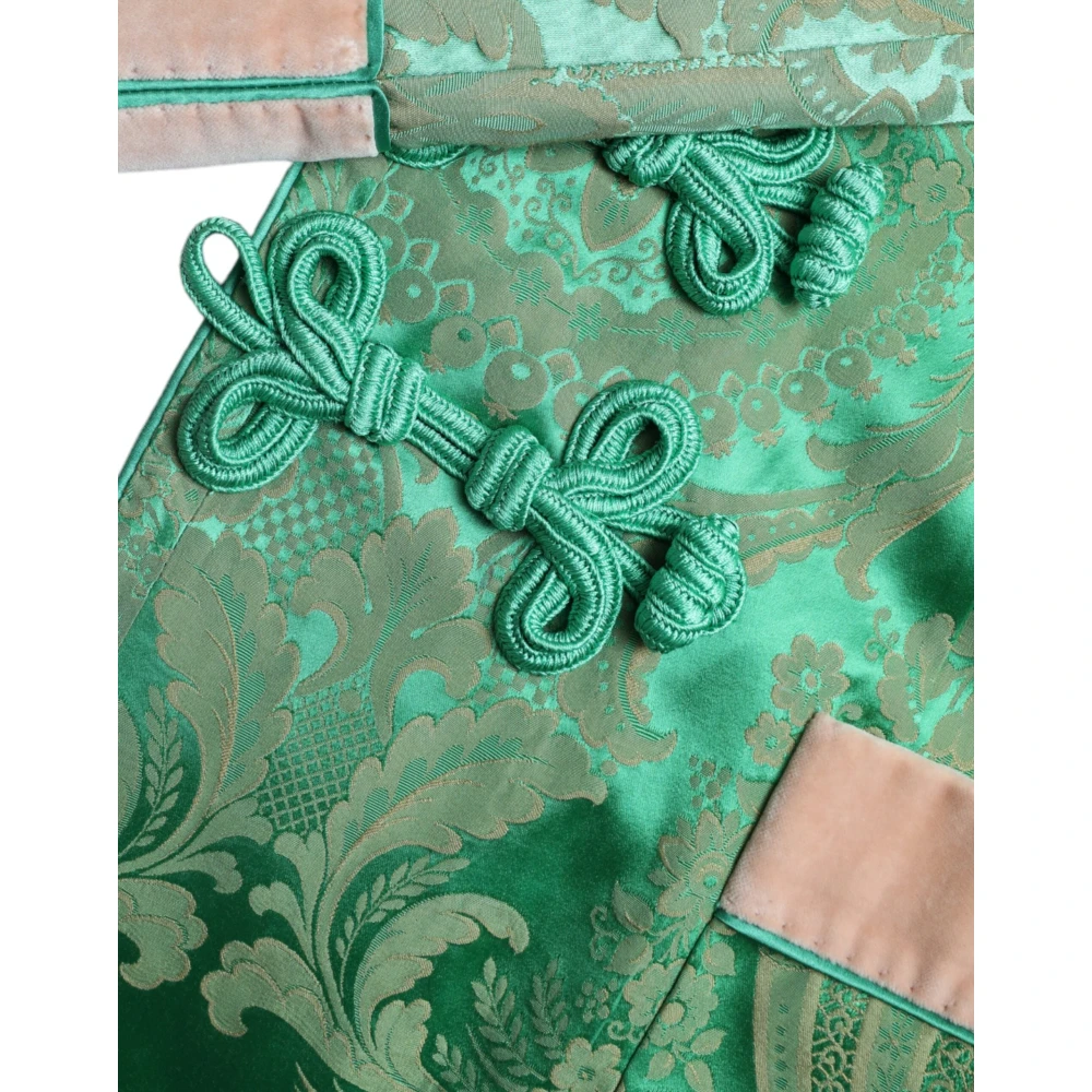 Dolce & Gabbana Groene Bloemen Double Breasted Jas Green Dames