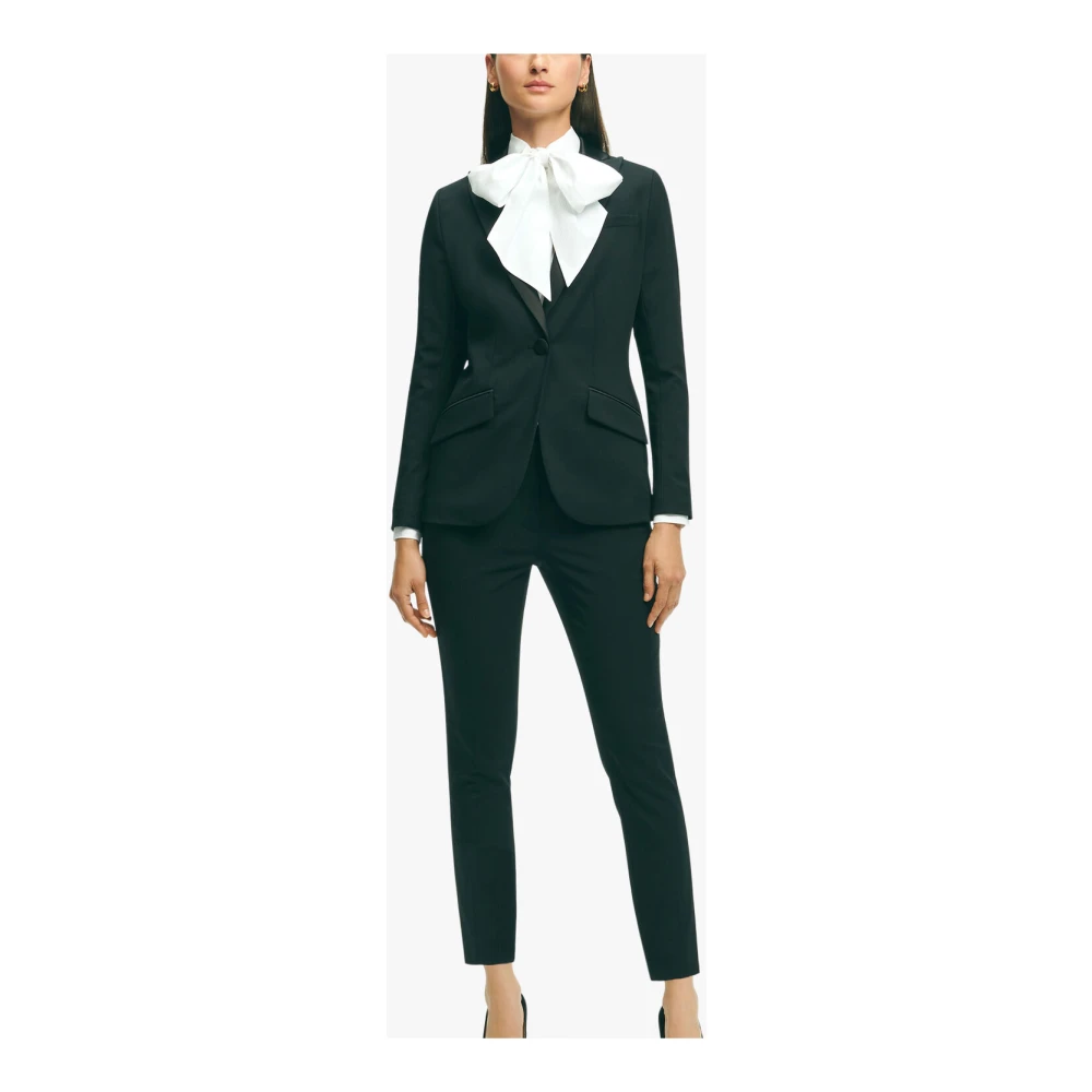 Brooks Brothers Zwarte Stretch Wolmix Smokingjas Black Dames