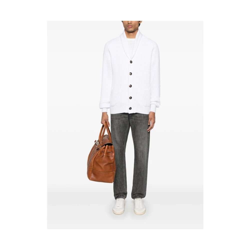BRUNELLO CUCINELLI Witte Shawl Lapel Sweater White Heren