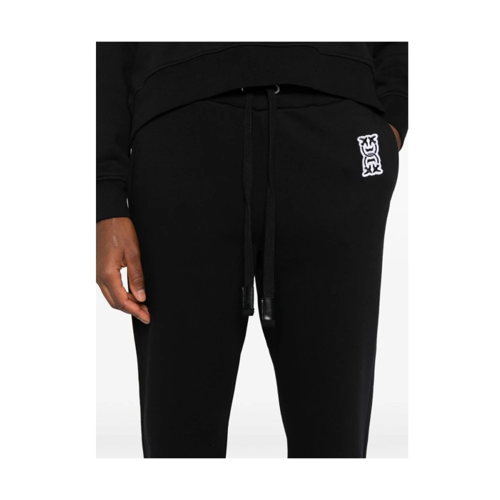 pinko Zwarte Katoenen Jersey Tapered Leg Broek Black Dames