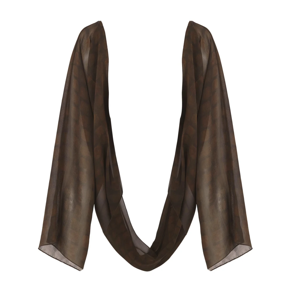 Cortana Women's Brown Copal- Silk Georgette Mittens Earth Print - Gloves - One Size - Accessories