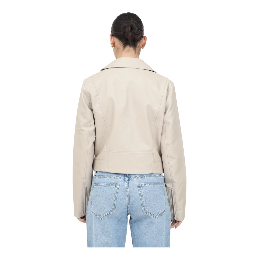 Only Beige Biker Style Leren Jas Gray Dames