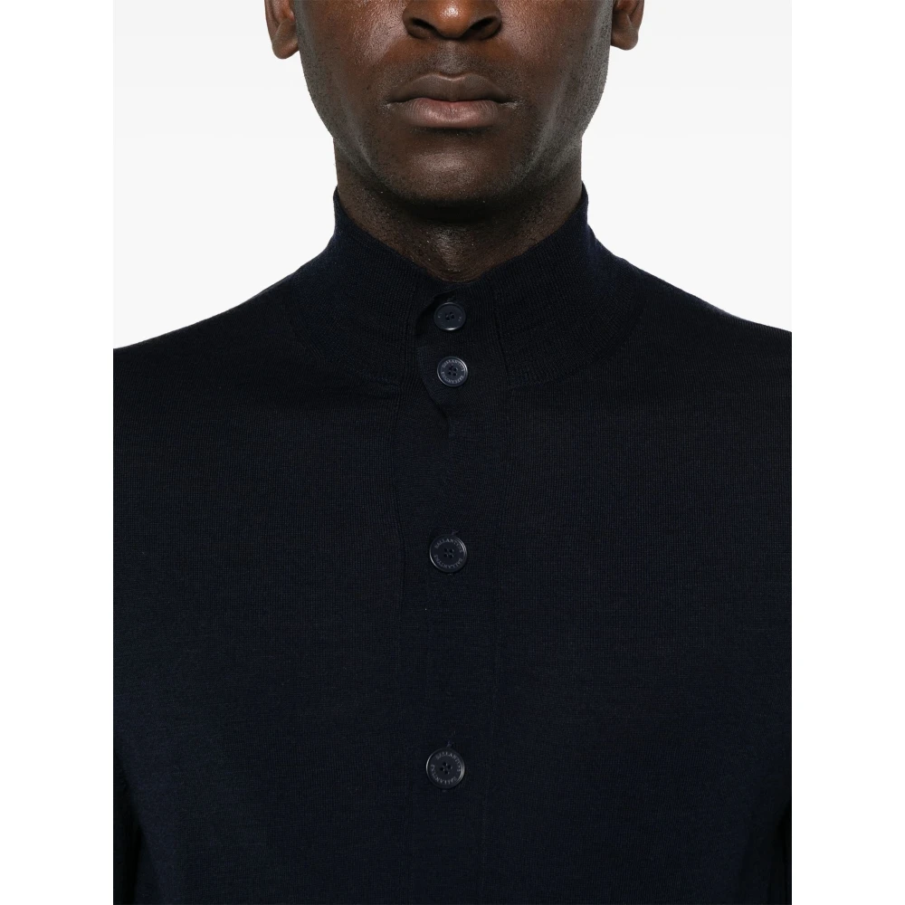 Ballantyne Navy Cardigan Sweater Blue Heren