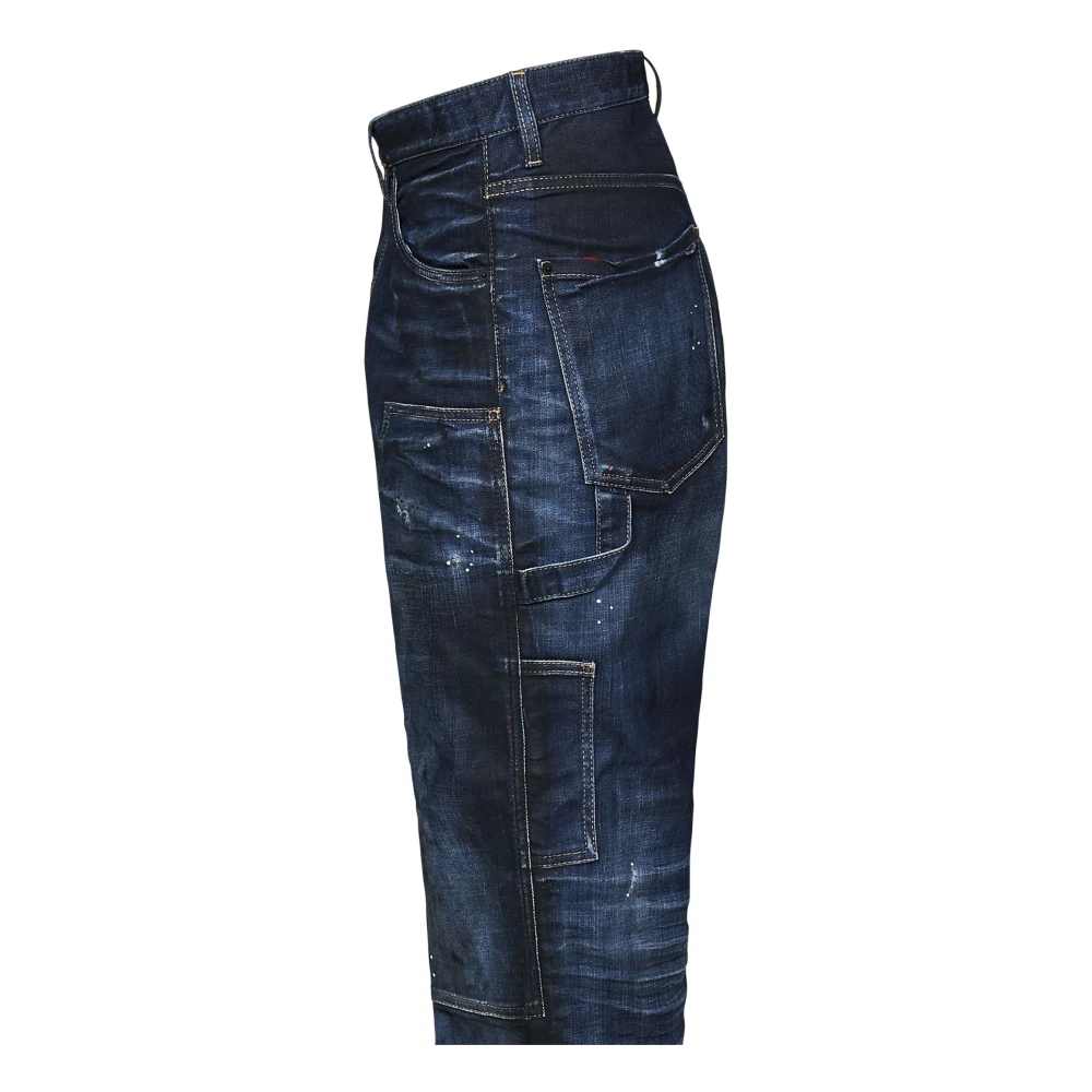 Dsquared2 Blauwe Loose Fit Jeans met Patches Blue Heren