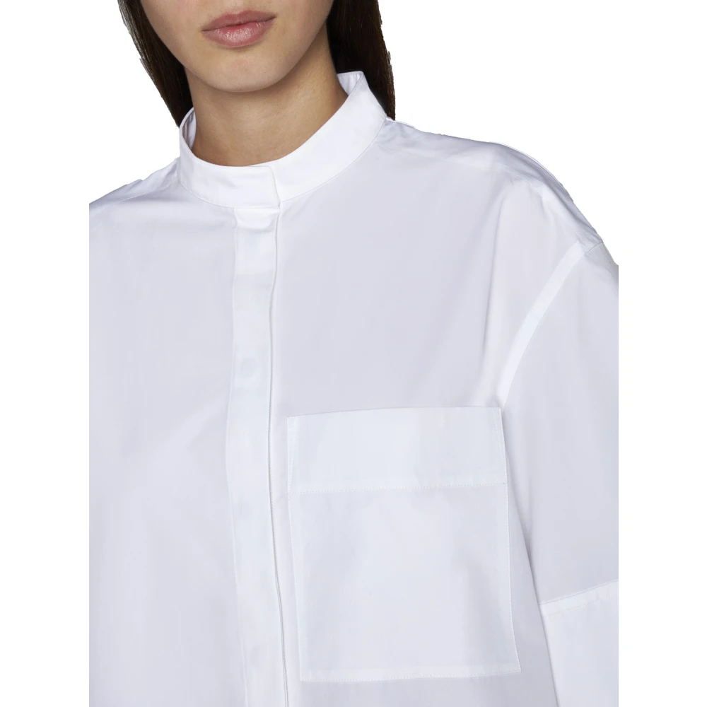 Jil Sander Witte Poplin Overhemd met Opstaande Kraag White Dames